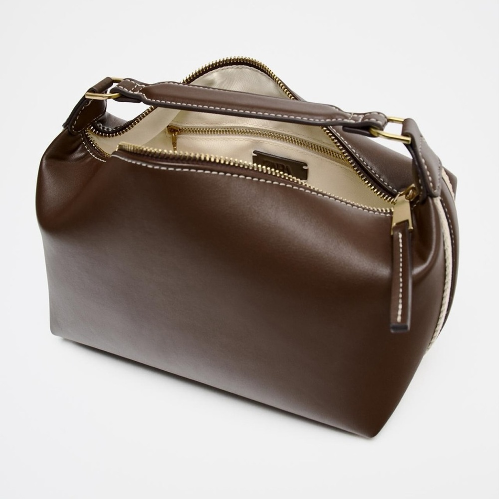 Zara Side Strip Bag Brown NWT - Picture 7 of 9